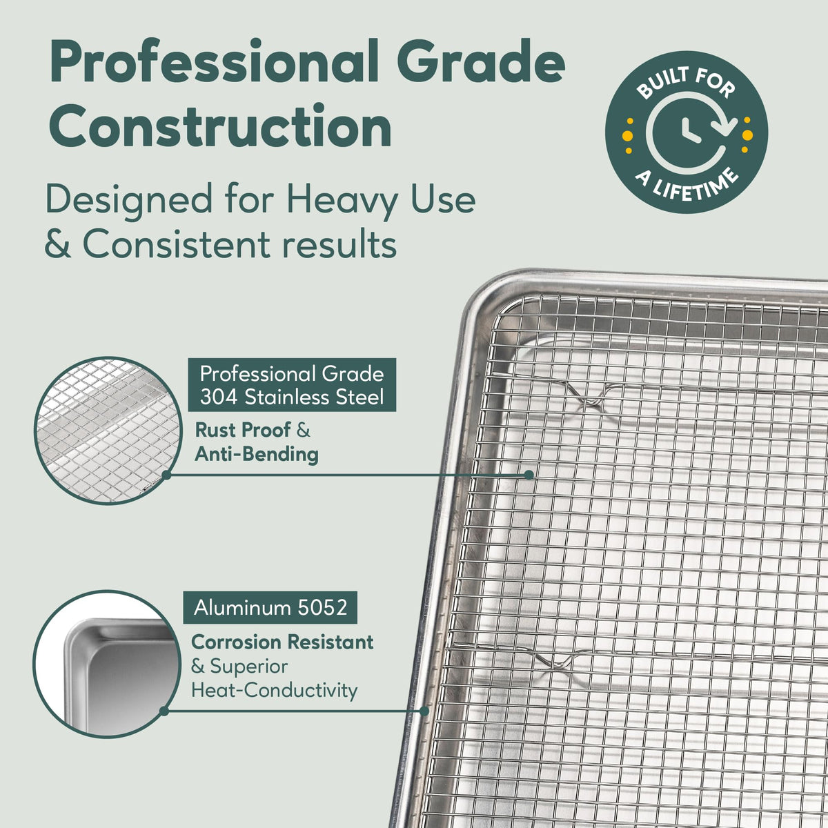 Ultra Cuisine dishwasher-safe baking sheet for quick cleanup after busy sessions.