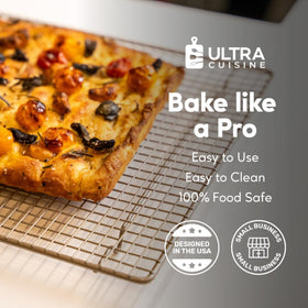 Ultra Cuisine half-sheet rack fits a 13x18 inch pan for cooling and finishing