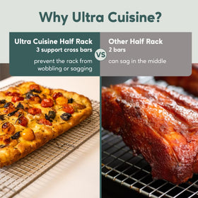Ultra Cuisine high-heat rack withstands up to 575°F for roasting and baking