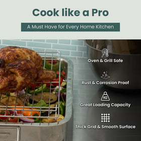 Ultra Cuisine oven-safe rack supports roasting, baking, and grilling tasks.