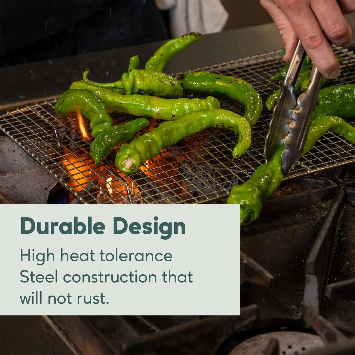 Ultra Cuisine oven-safe cooling rack withstands up to 575°F for high-heat tasks.
