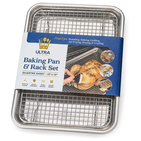 Ultra Cuisine quarter sheet pan with wire rack for even browning and cooling