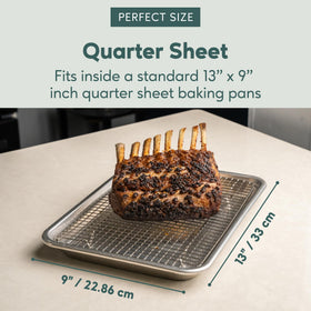 Ultra Cuisine quarter-sheet rack fitting 13x9 pans for efficient cooling