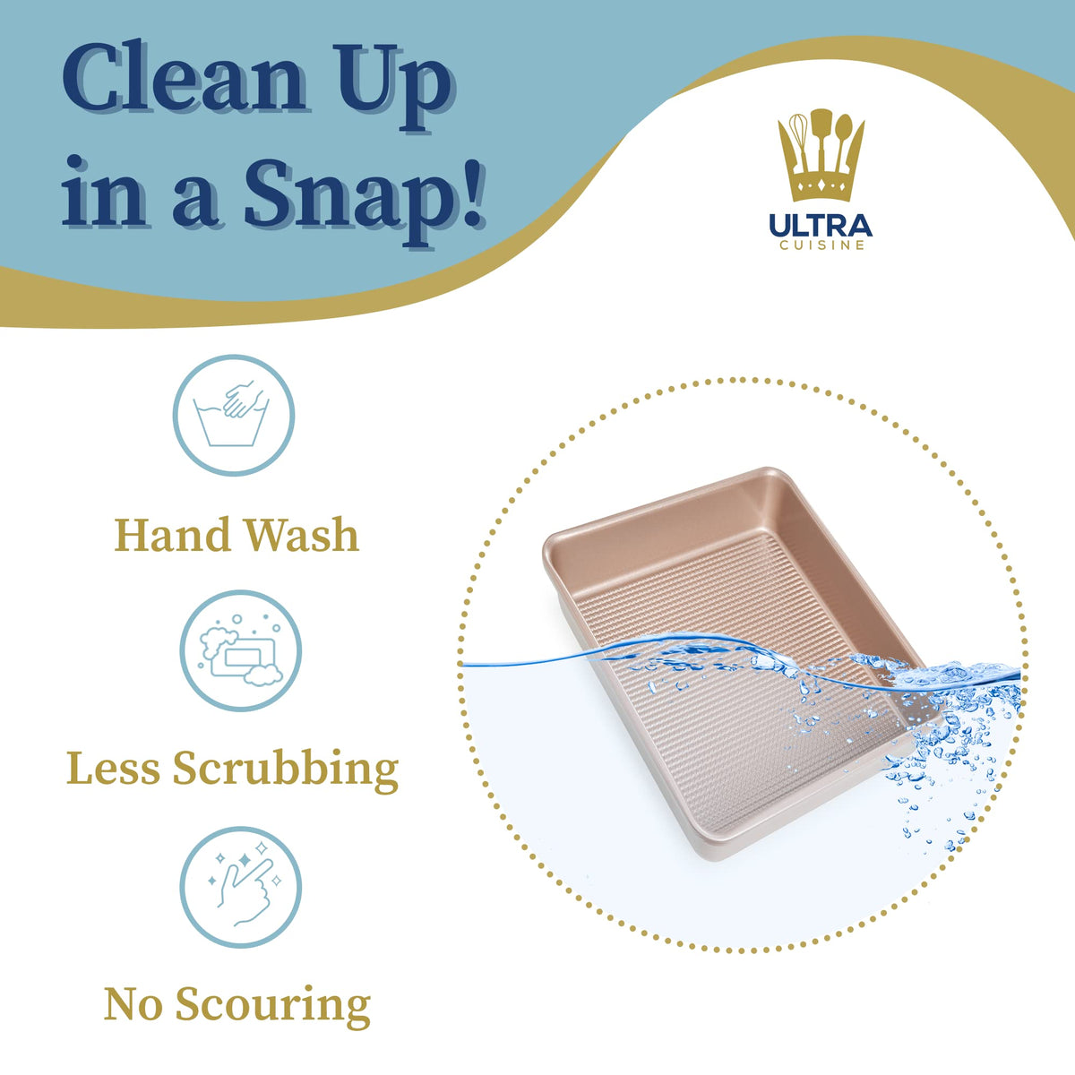 Heavy-duty warp-resistant Ultra Cuisine pan for daily use.