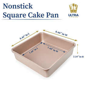 Ultra Cuisine 8x8 square pan delivers even baking across the surface.