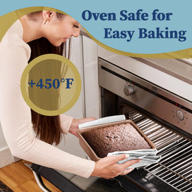 Rimmed edge provides a secure grip while handling hot pans.