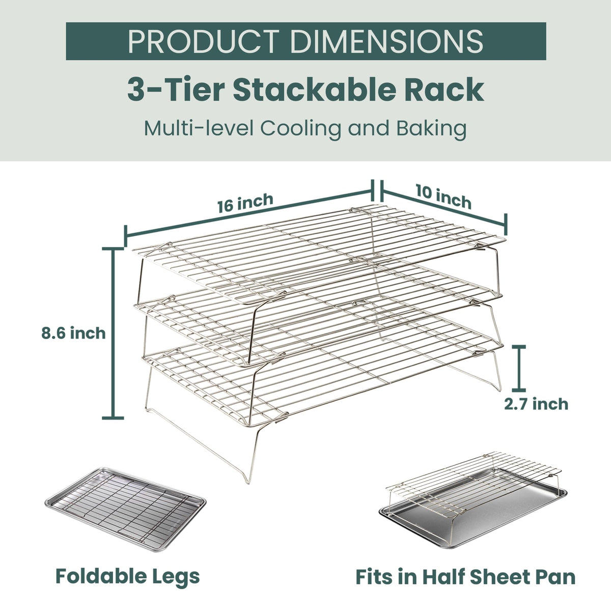Ultra Cuisine stainless steel rack for durable, rust-free kitchen use.