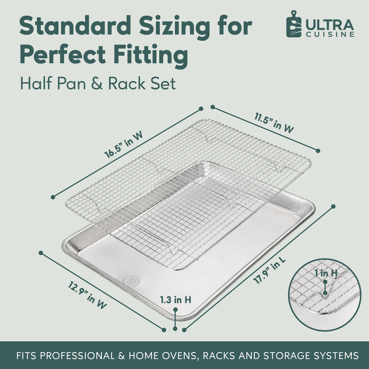 Ultra Cuisine stainless steel cooling rack, rust-free and durable for repeated use.