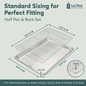 Ultra Cuisine stainless steel cooling rack, rust-free and durable for repeated use.