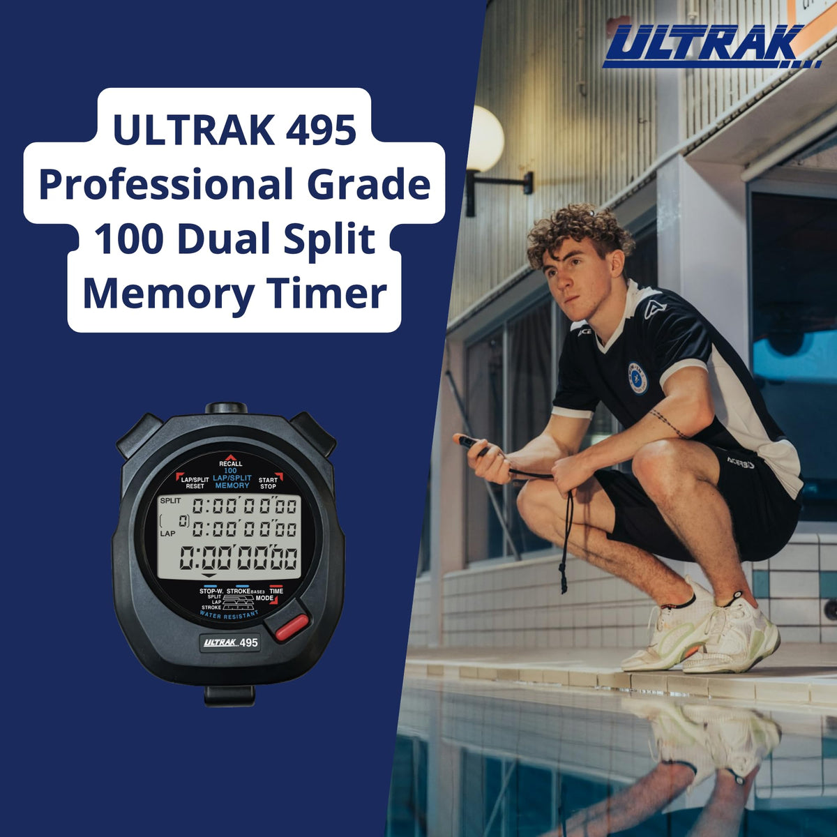 Ultrak timer LCD screen close-up with high contrast for training