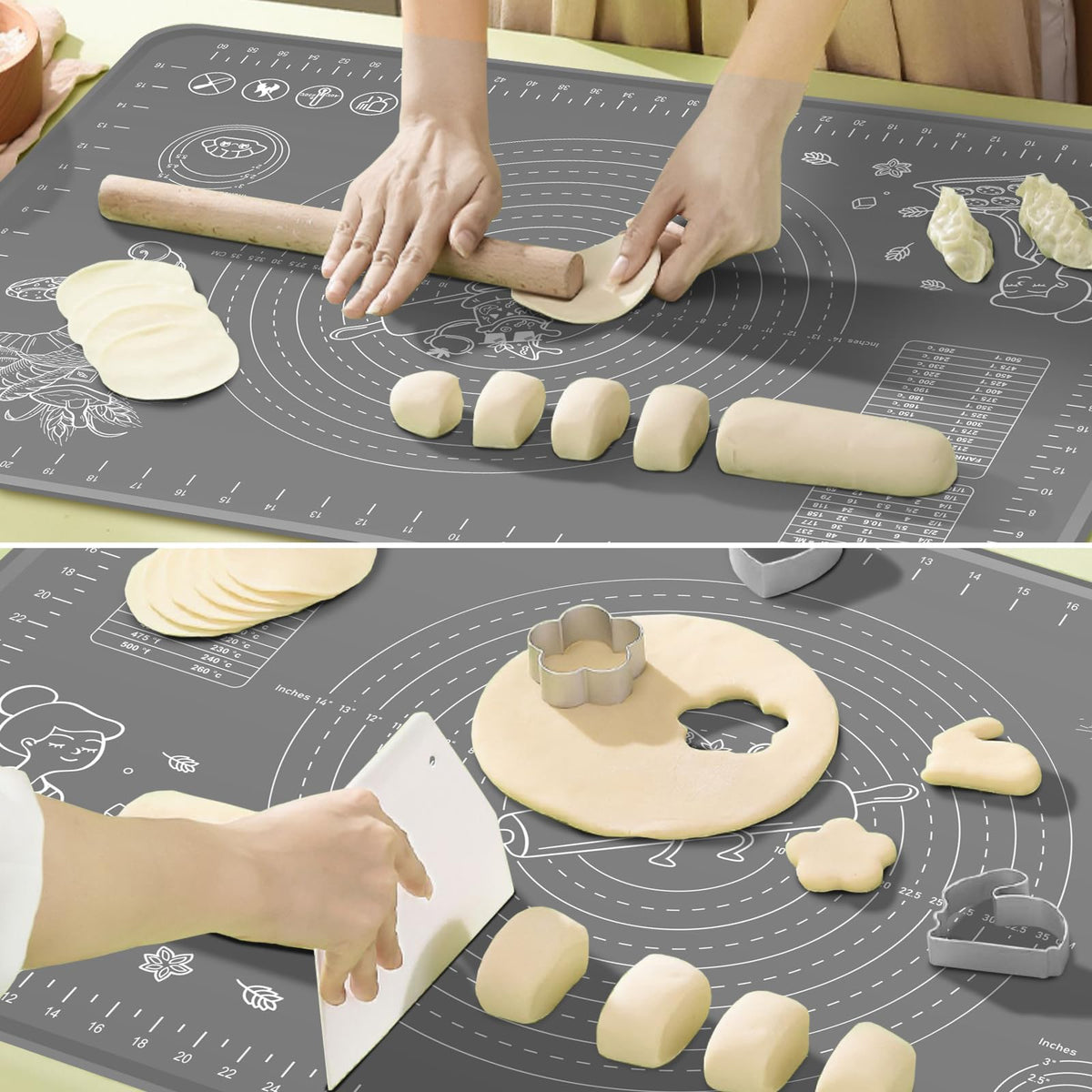 Anti-slip bottom keeps ULTRAKENO mat steady on counter.