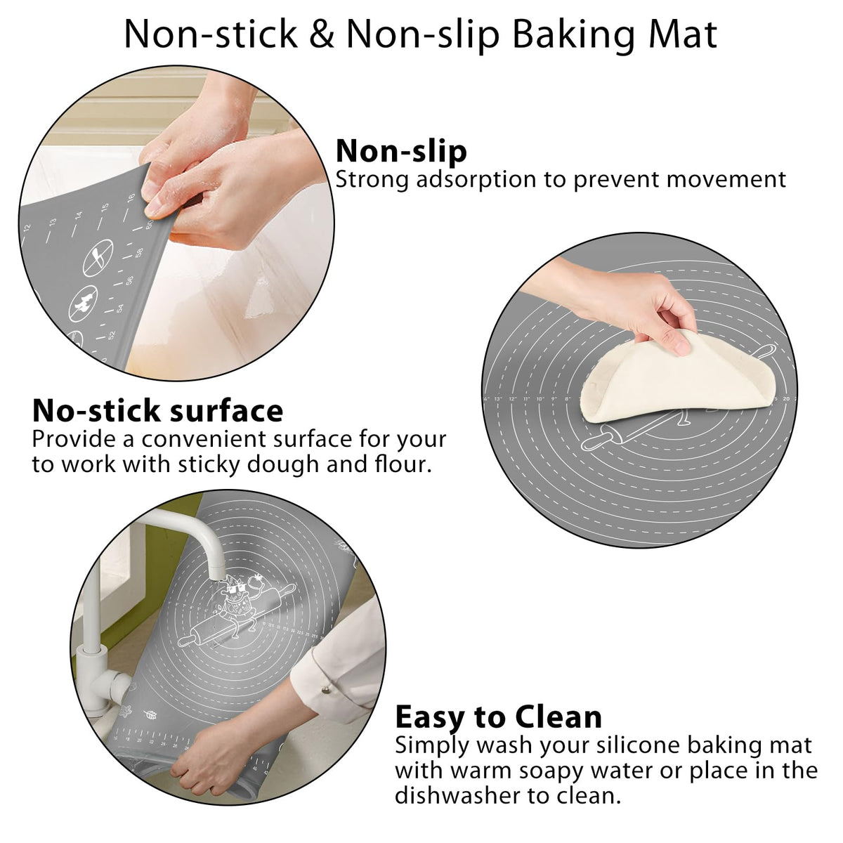 Non-stick surface of ULTRAKENO mat for easy cleanup.