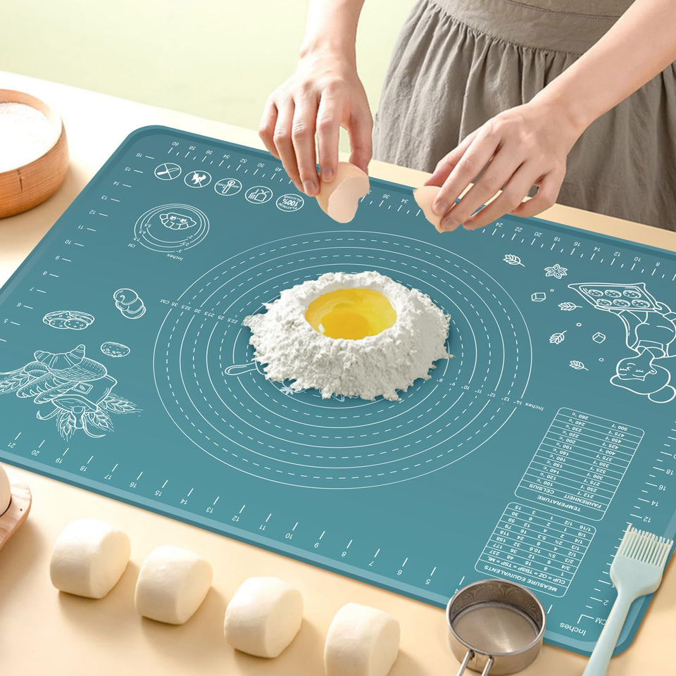 ULTRAKENO silicone pastry mat 32x24 rolling dough smoothly on a clean counter.