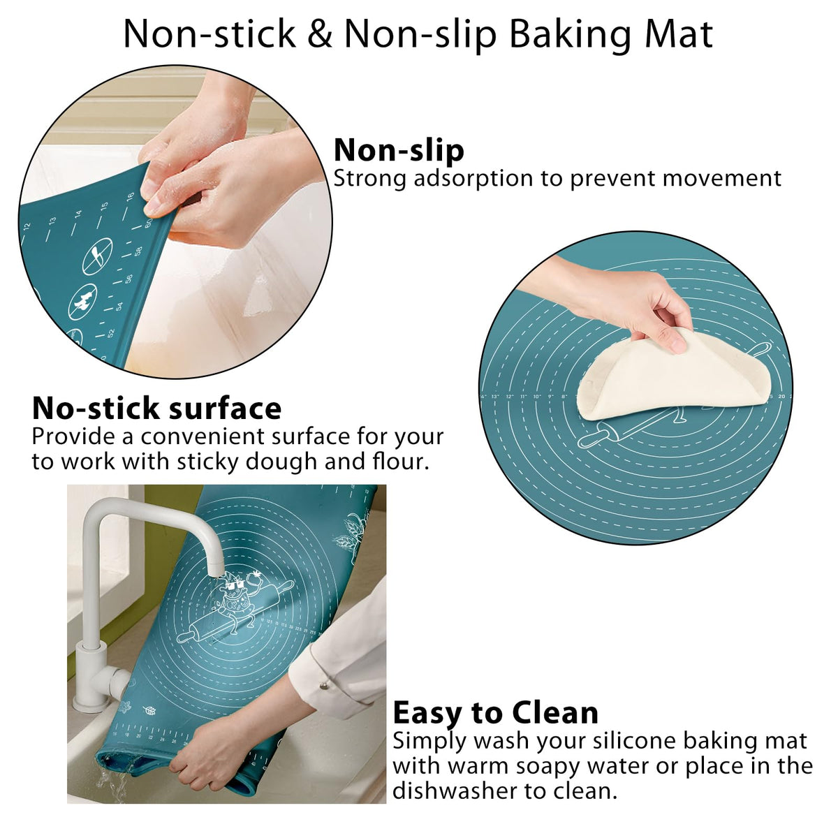 ULTRAKENO pastry mat with 5 mm raised edge to contain flour and liquids.
