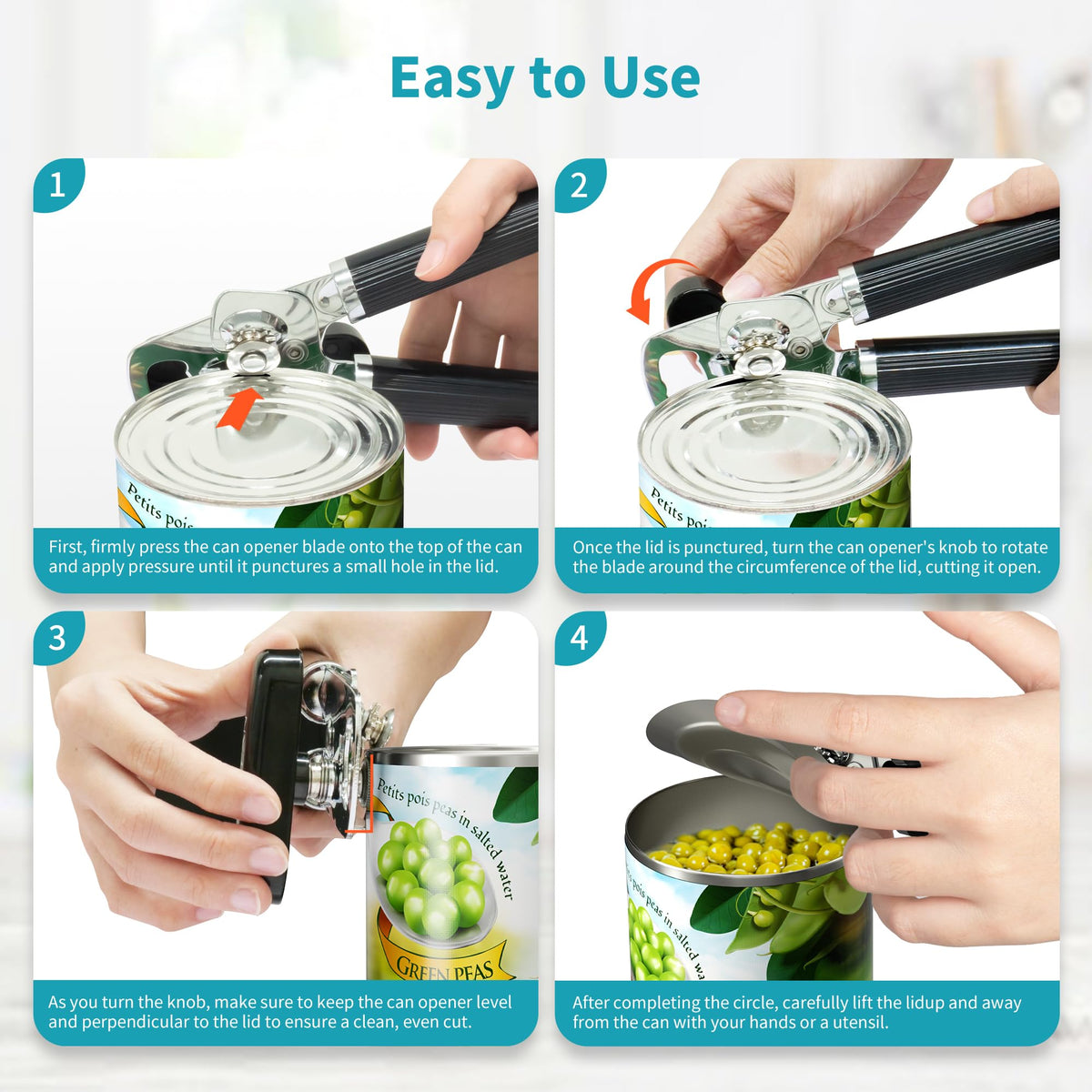 Ultrean can opener portable and camping friendly to fit in drawers or bags