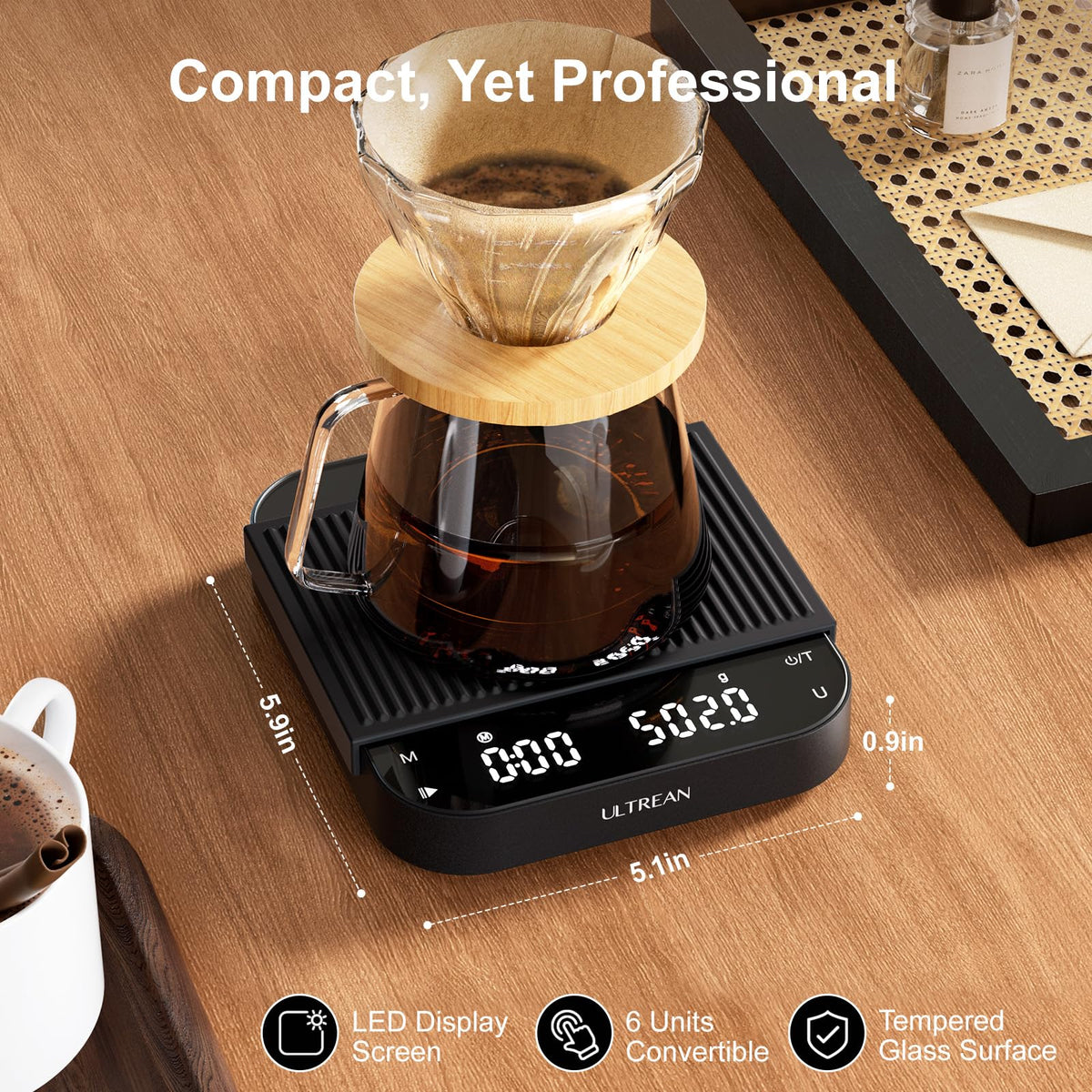 Ultrean in-use during pour-over and espresso brewing