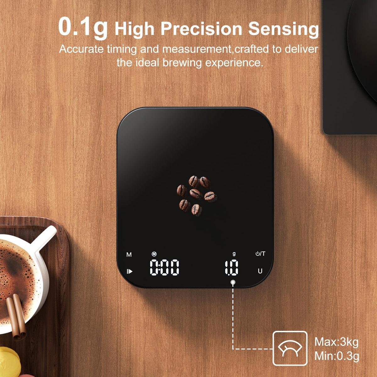 Ultrean scale offers 0.1g precision for pour-over and espresso prep