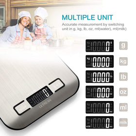 Ultrean digital kitchen scale showing the LCD display for precise portioning.