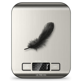 Ultrean food scale front view on a countertop with a clean stainless steel surface.