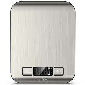 Ultrean food scale with four precise sensors for accurate ingredient weighing during meal prep.