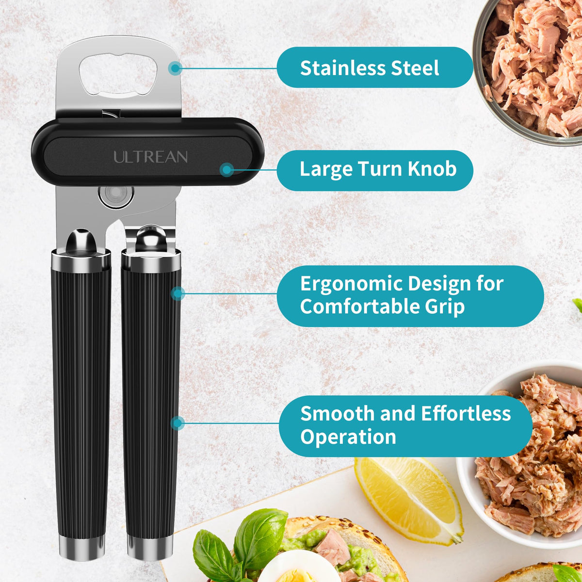 Ultrean manual can opener with heavy-duty stainless steel for lasting kitchen use
