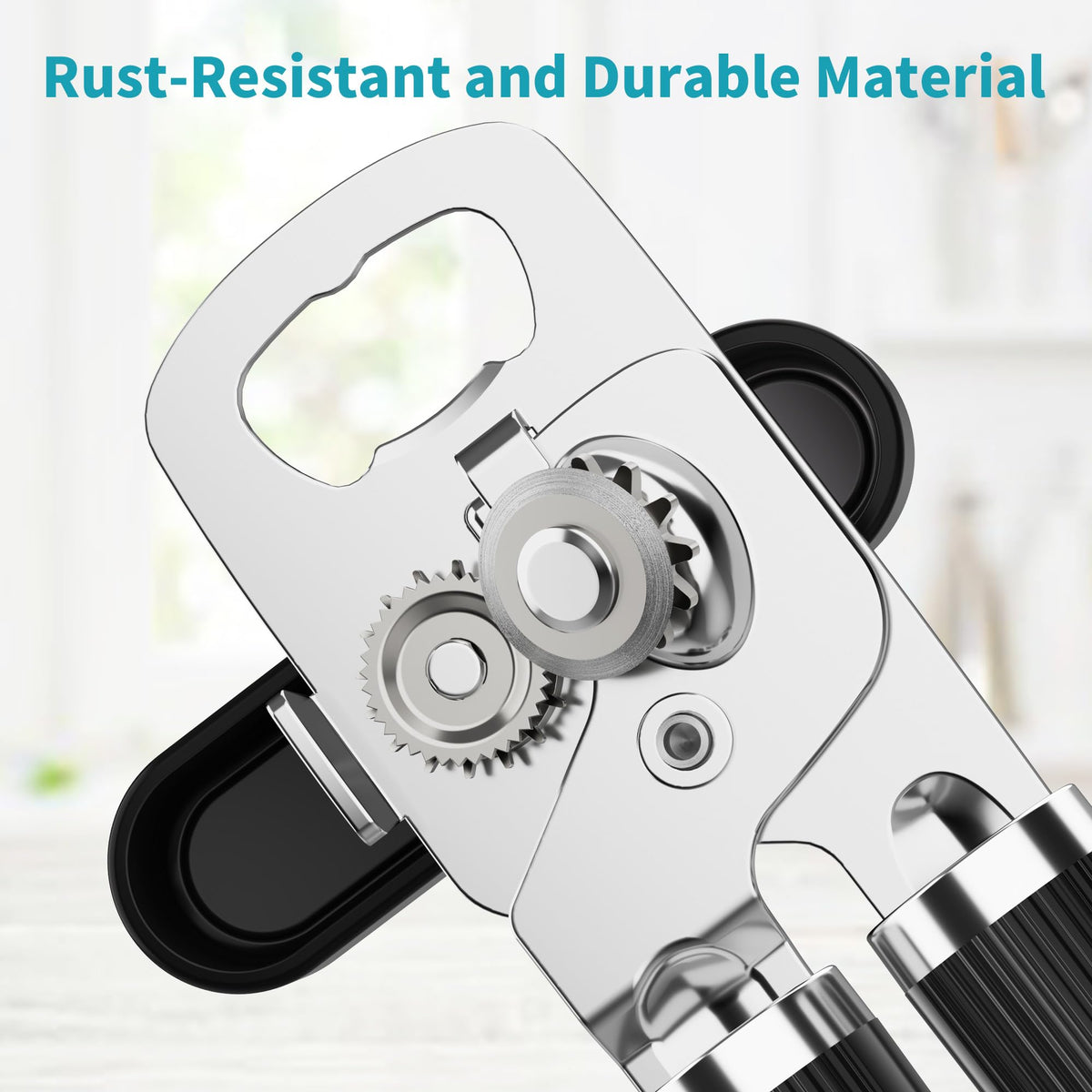 Ultrean manual can opener with smooth edge for safe openings