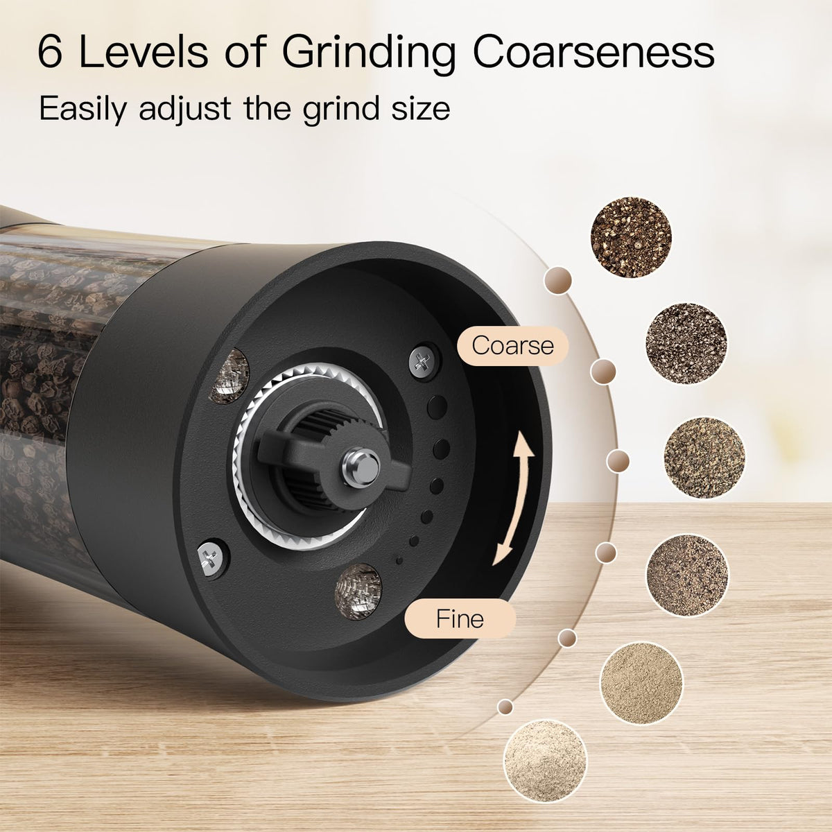One-handed operation button enabling effortless seasoning with Ultrean grinders.