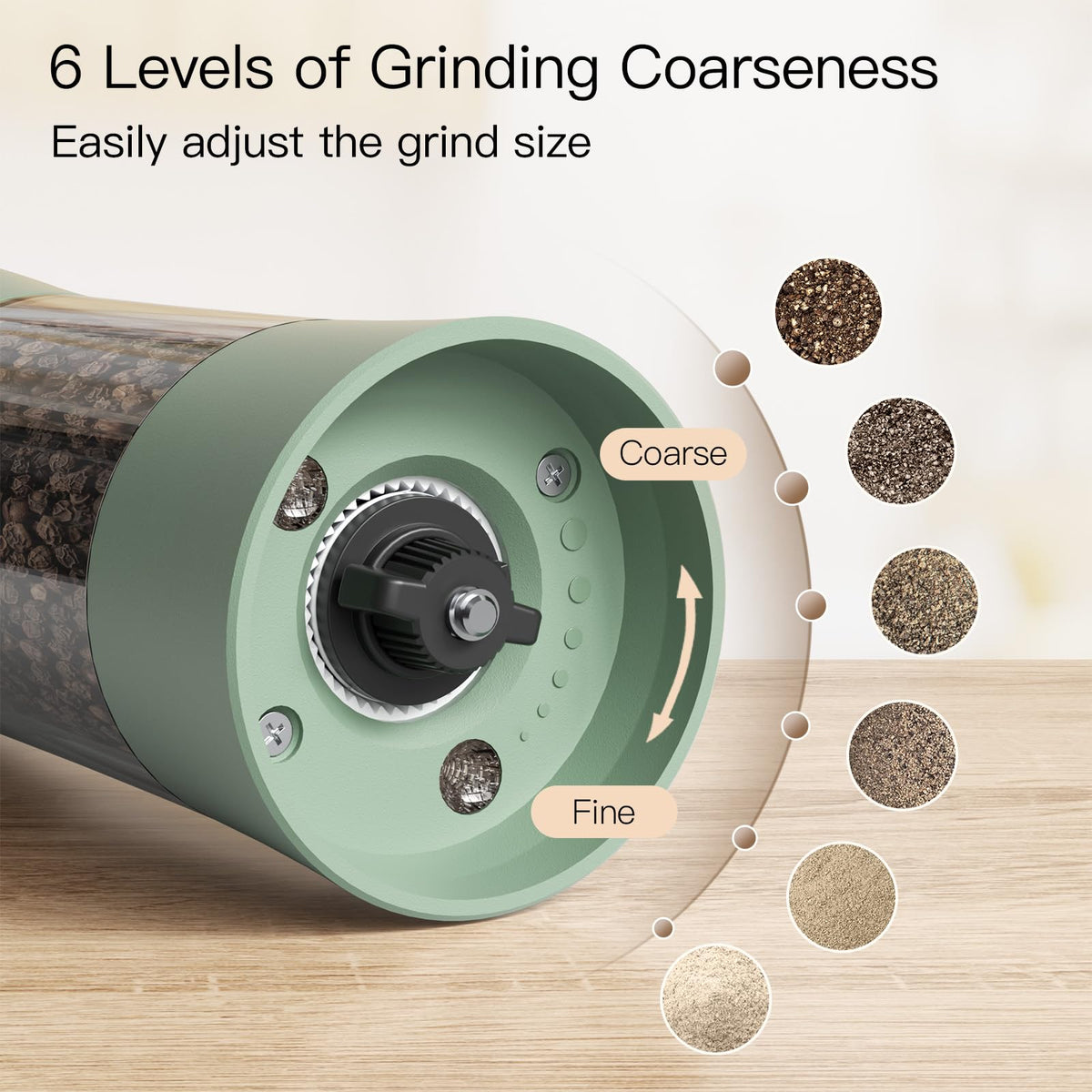 Ultrean one-handed operation grinder lets you grind spices with a single press.