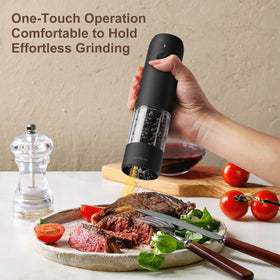 Ultrean salt and pepper grinder shows USB-C charging for easy power