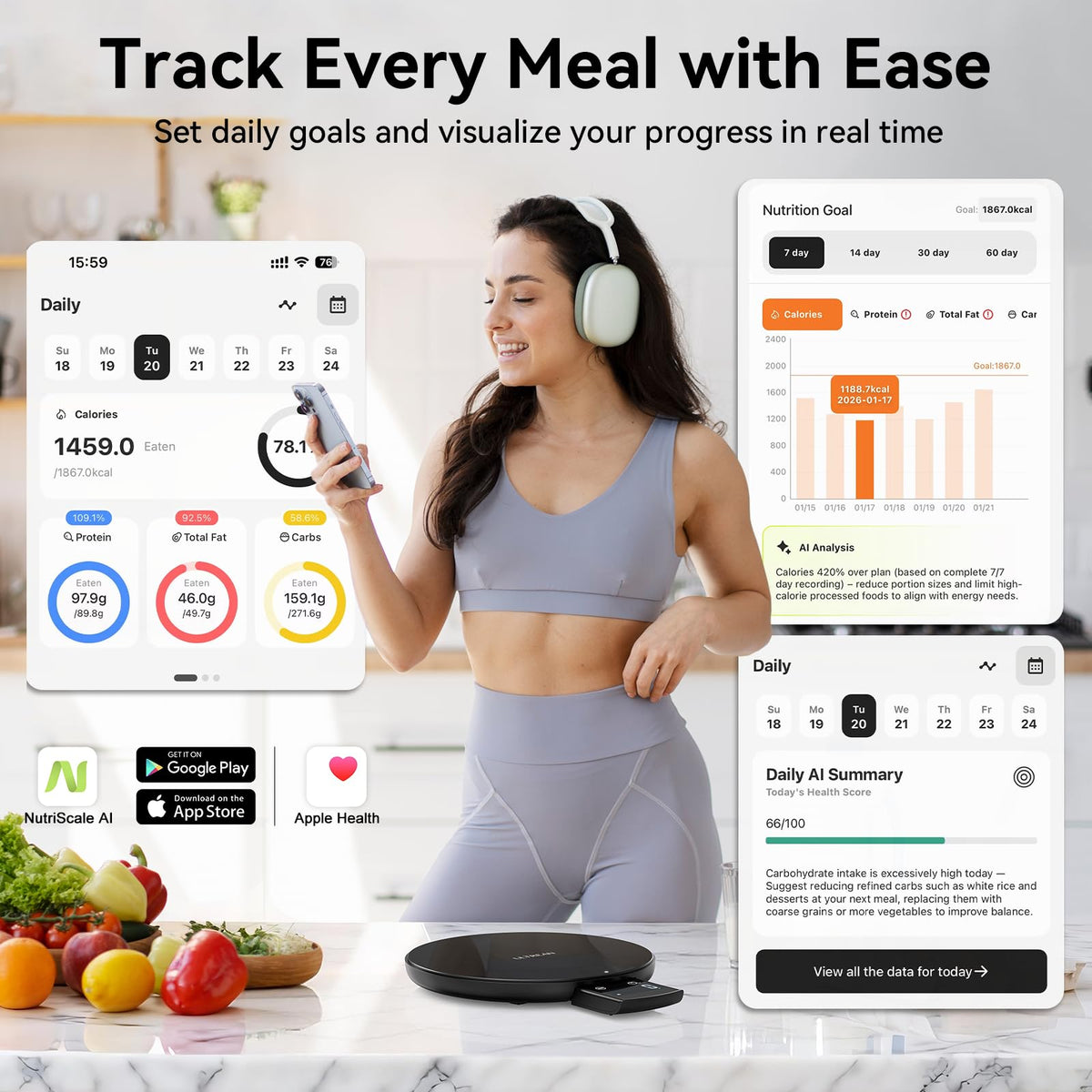Ultrean tare function used during meal prep for quick resets