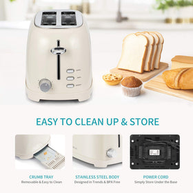 Ultrean compact toaster with cord storage to reduce countertop clutter.