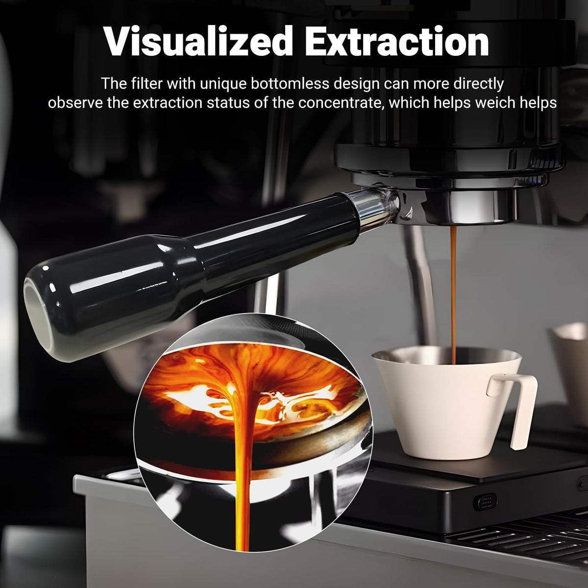Ulycon 3-ear portafilter design adapts to homes and cafes for versatility.