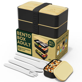Umami Bento Box All-In-One 40 oz with utensils, ideal for office lunches.