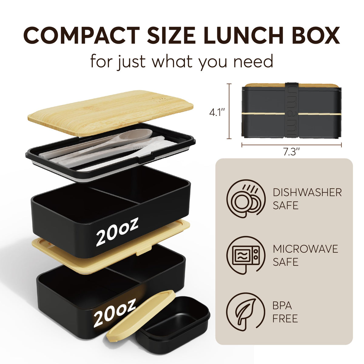 Umami Bento Box leakproof lid preventing spills in bags.