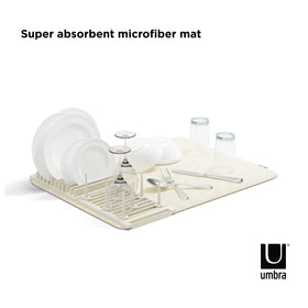Umbra Udry combined dish rack and mat for organized drying