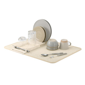 Umbra UDRY dish rack and mat on kitchen counter for organized air-drying of dishes