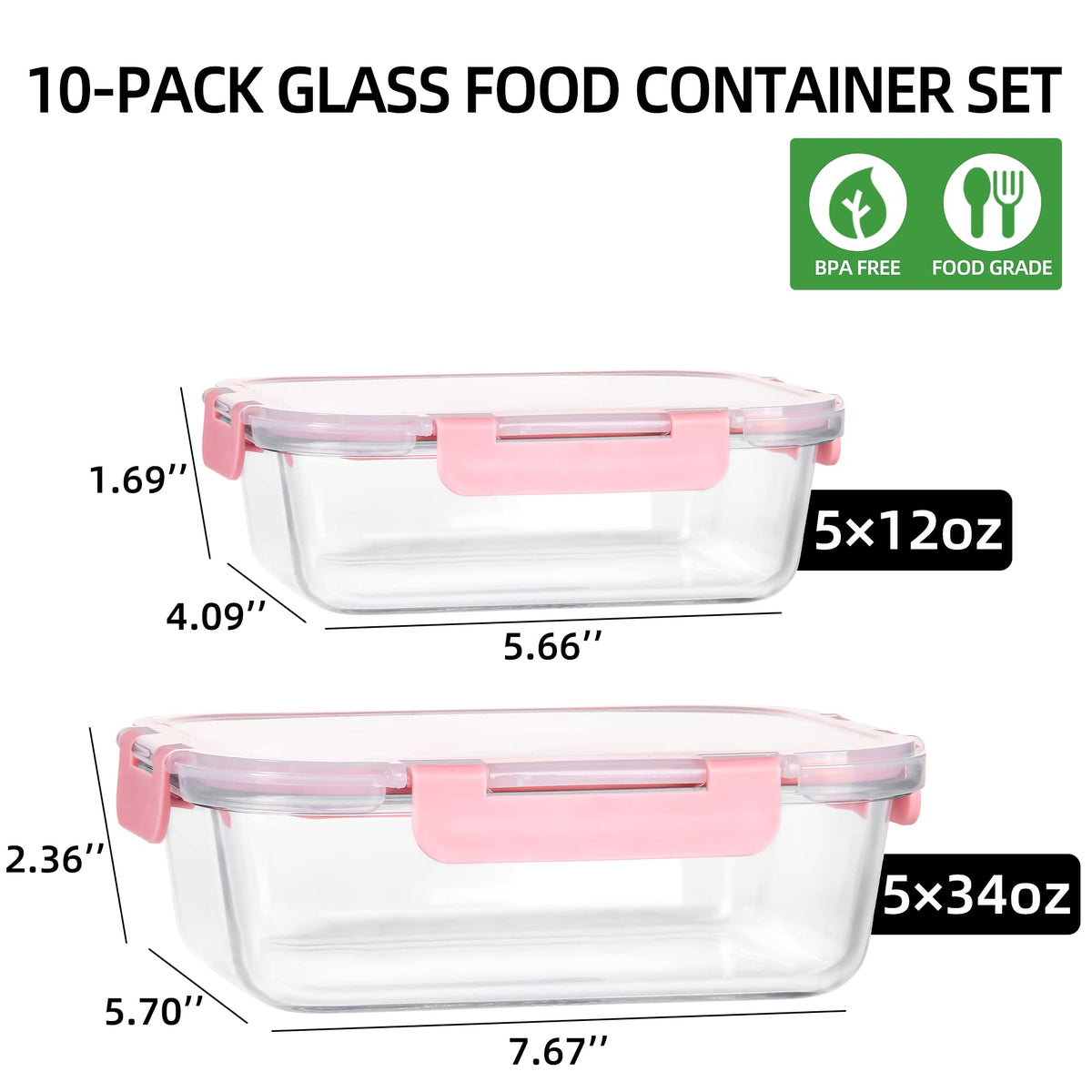 UMEIED 12oz rectangle glass container ideal for snacks and lunches on the go.
