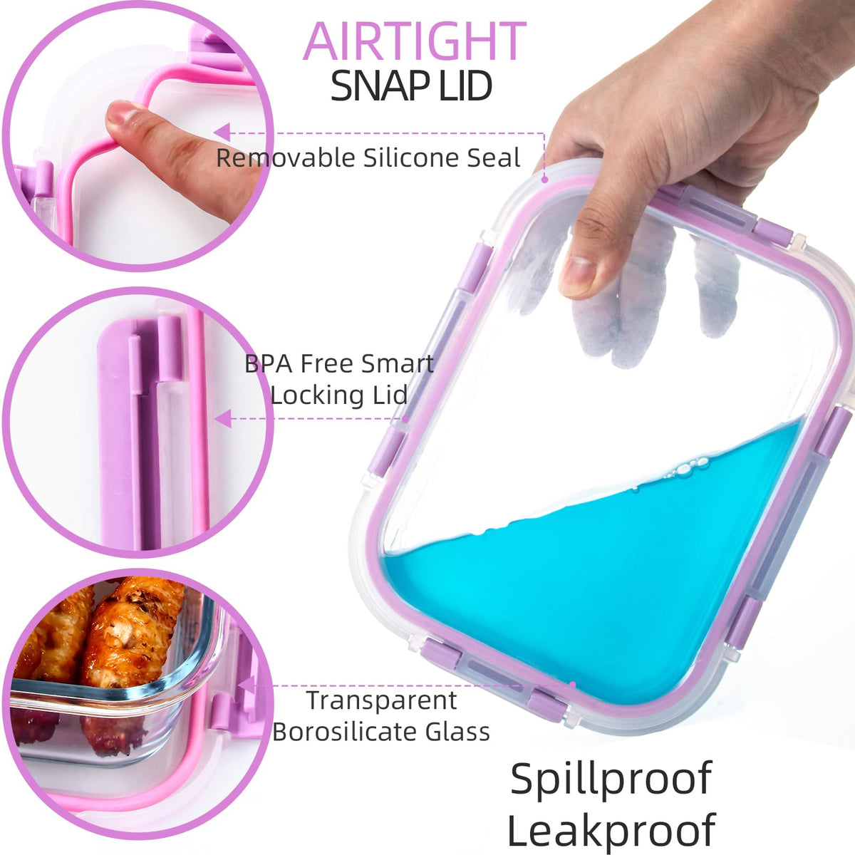 UMEIED 12oz rectangle glass container ideal for portion-sized snacks and sides.