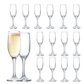 UMEIED 16 champagne glasses set with classic fluted bowls for elegant toasts; dishwasher safe