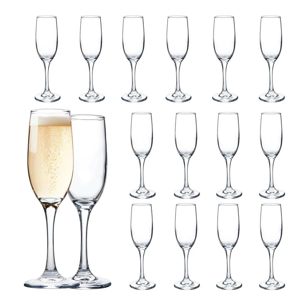 UMEIED 16 champagne glasses set with classic fluted bowls for elegant toasts; dishwasher safe