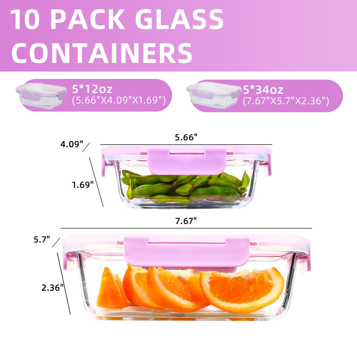 UMEIED 34oz rectangle glass container offers ample space for bulk meal prep.