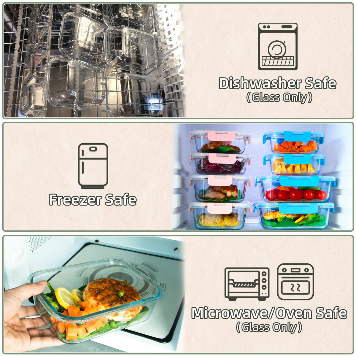 UMEIED borosilicate glass resists temperature changes for versatile fridge to oven use.