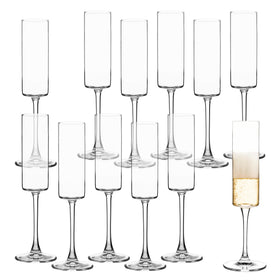 UMEIED champagne flutes 6oz set 12 with long stems for elegant toasts at weddings.