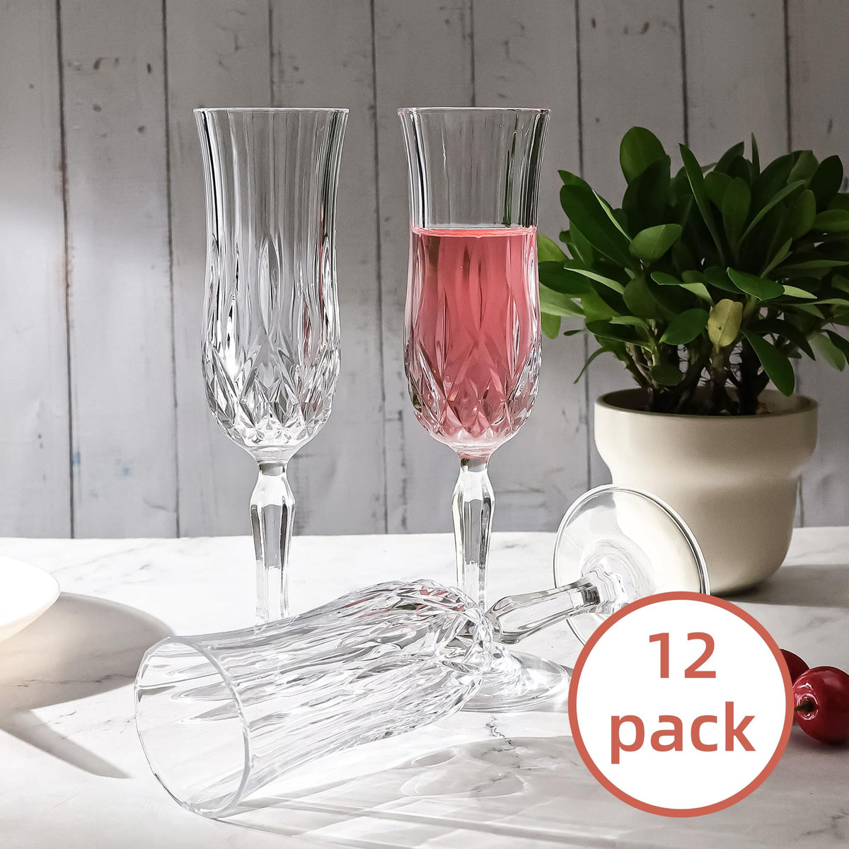 UMEIED dishwasher-safe engraved champagne flutes for easy cleanup after events.