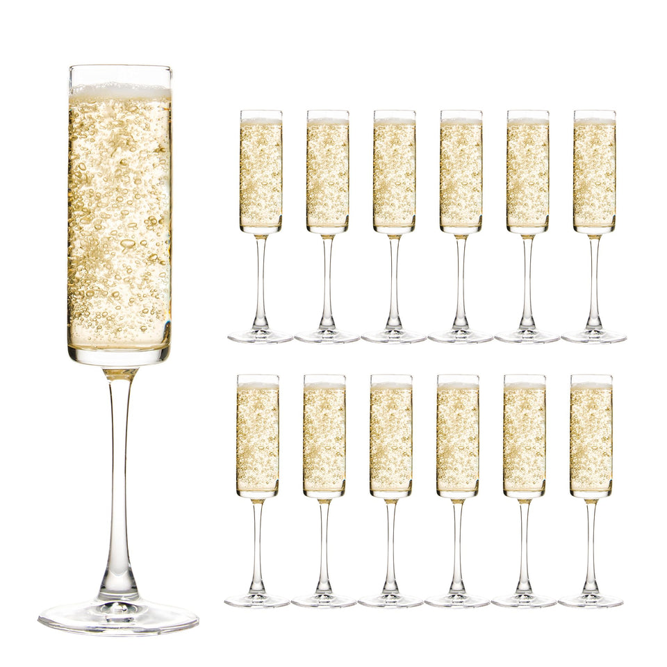 UMEIED Edge champagne flutes 6oz set of 12 for elegant entertaining at home.