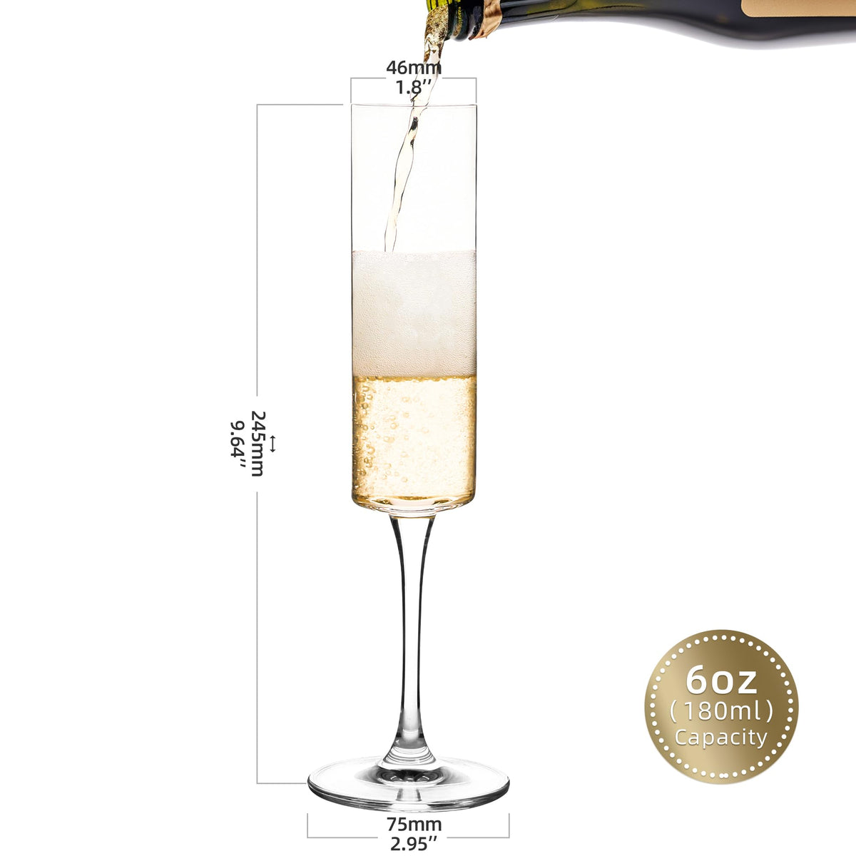 UMEIED edge champagne glasses with long stems, perfect for sophisticated celebrations and comfortable handling.