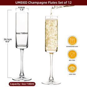 UMEIED long-stem crystal champagne glasses showcase sparkling pours.