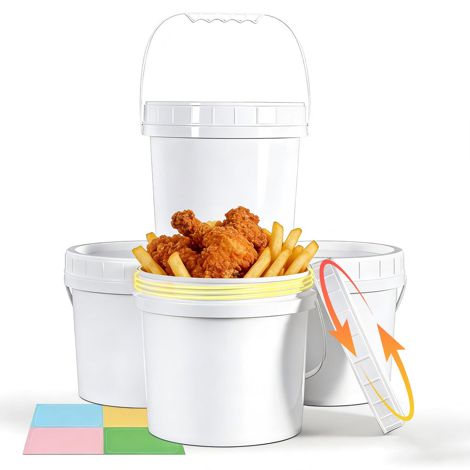 UMETASS 4-pack 1-gallon buckets with screw lids and handle for bulk, secure storage.