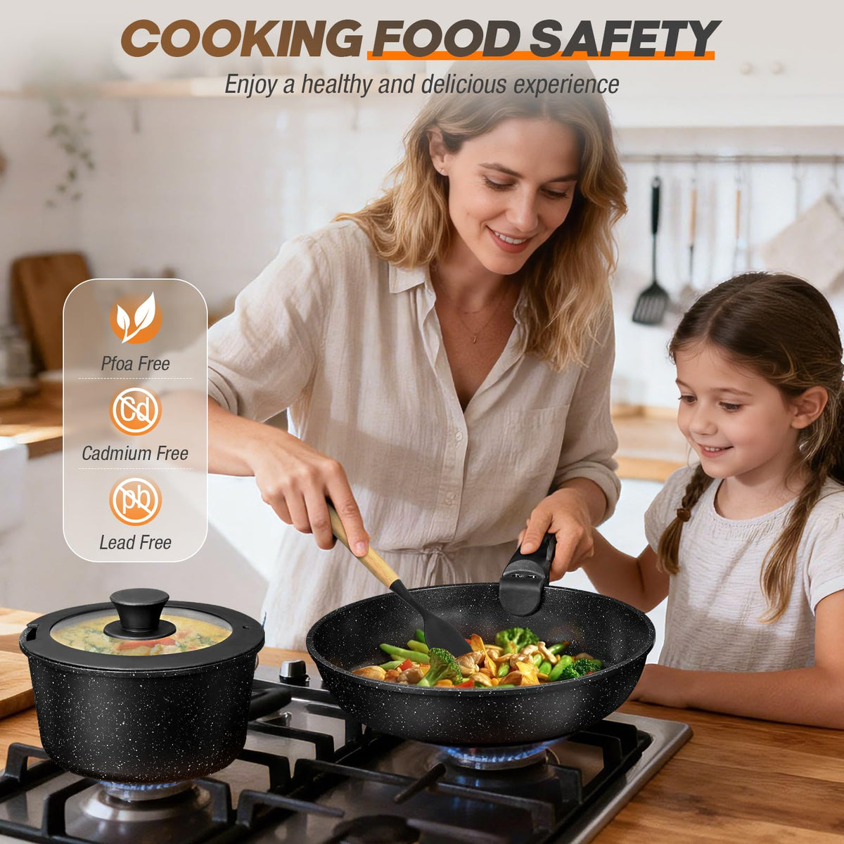 UMETRE induction-compatible cookware with a thick flat base for even heating.