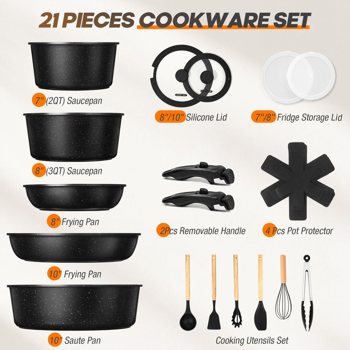 UMETRE nonstick coating ensures easy release and quick cleanup after sautéing.